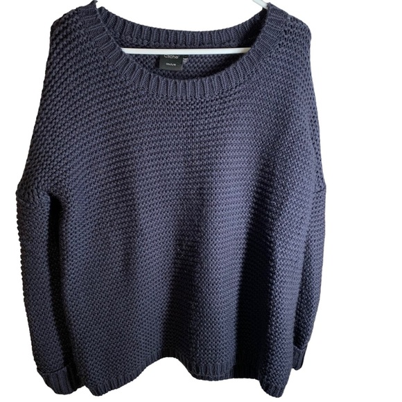 Cliche Cable Knit Heavy Navy Blue Wool Blend Sweater. Size Large - Picture 1 of 7